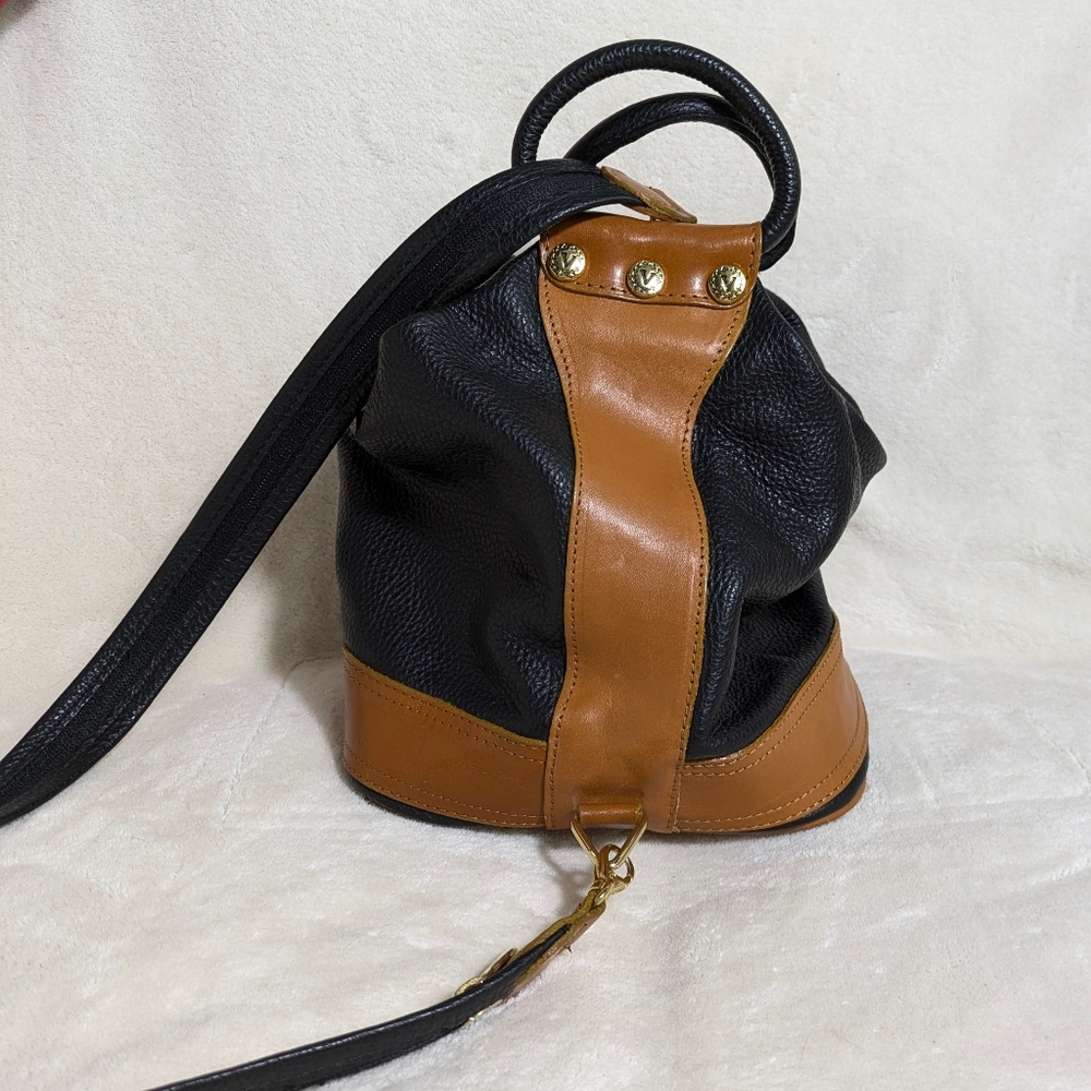 Valentina Convertible Black Brown Leather Shoulder Crossbody Sling Backpack‎ - Picture 4 of 16